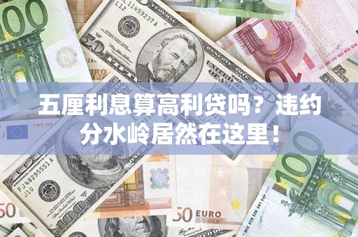 武汉五厘利息算高利贷吗？违约分水岭居然在这里！