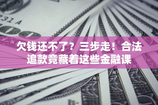 武汉欠钱还不了？三步走！合法追款竟藏着这些金融课